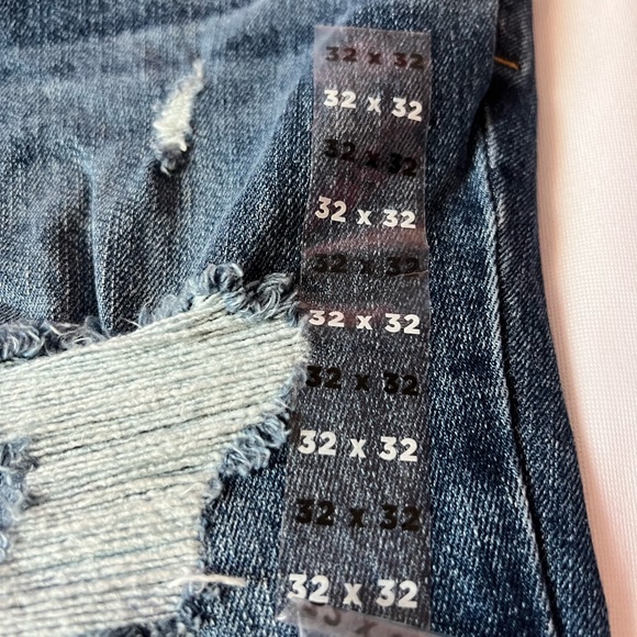 NEW Pac Sun Jeans Mens 32 X 32 Blue Denim Stacked Skinny Stretch Distressed Pant - Picture 4 of 10